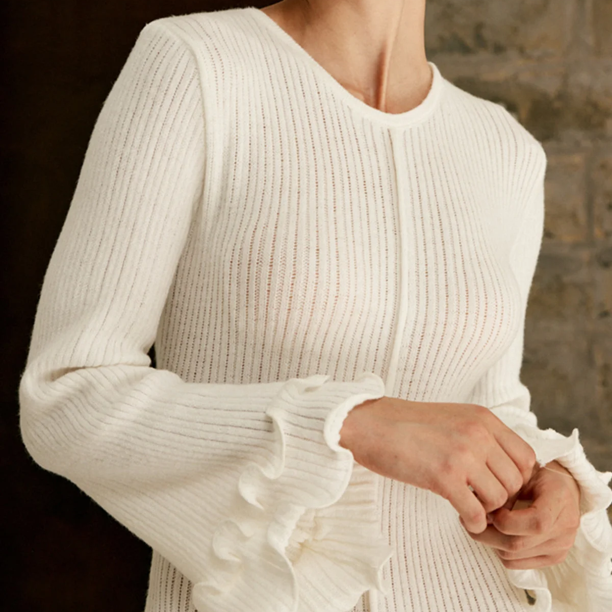 Elegant Long‑Sleeve Knit Maxi Dress